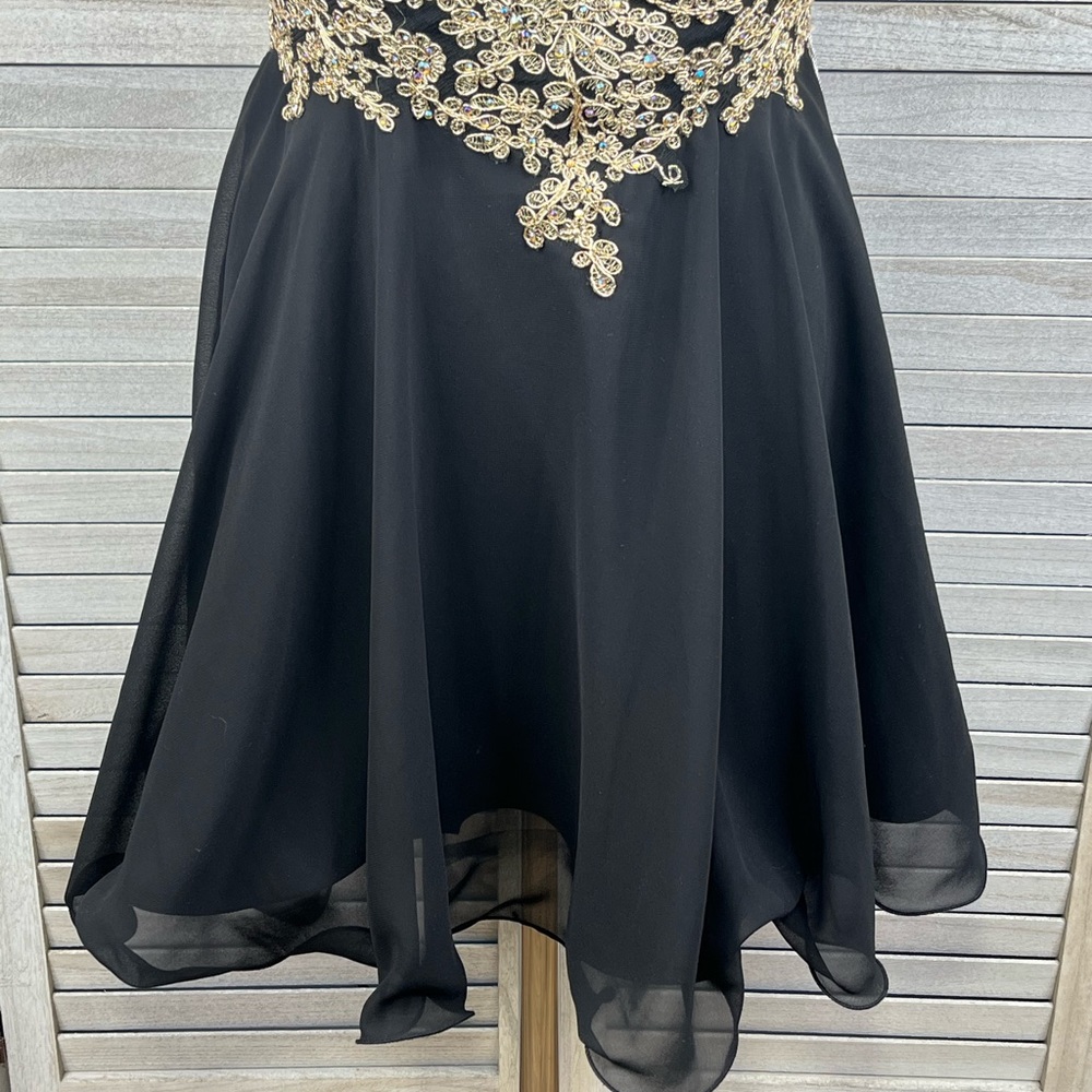 BABYONLINE Cocktail Dress Beaded Sleeveless Black Gold Sequins-M/L - Picture 3 of 4